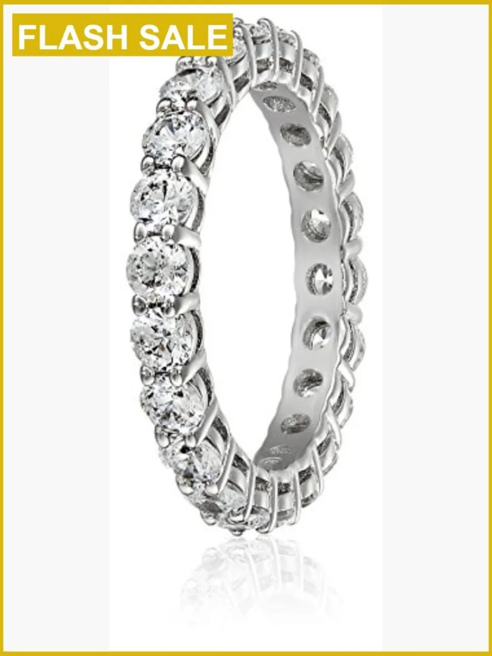 Sterling Silver Cubic Zirconia Eternity Band Ring Size 7 2ct